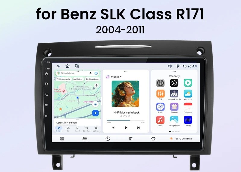 Android-Radio mit CarPlay nachgerüstet im Mercedes-Benz SLK R171, Einbau Berlin