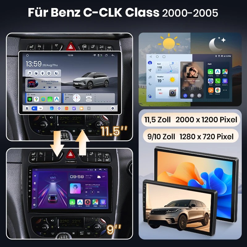 Android-Radio im Mercedes C-Klasse W203 / CLK W209, Startbildschirm, Berlin