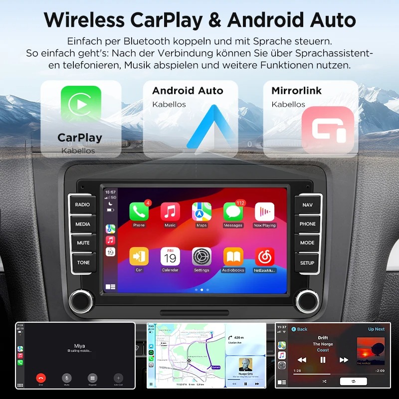 Wireless CarPlay im Werkslook im VW Caddy, Berlin