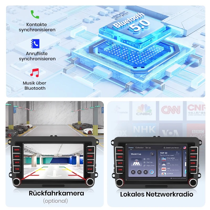 Rückfahrkamera und Netzwerkradio im VW Caddy, Berlin