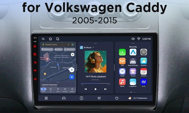 Android-Radio im VW Caddy, Startbildschirm, Berlin