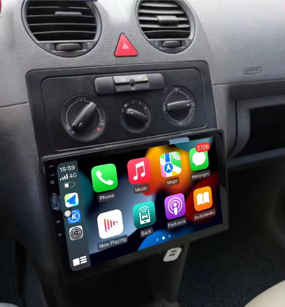 10-Zoll Android-Radio mit Apple CarPlay im VW Caddy eingebaut, echtes Foto, Berlin