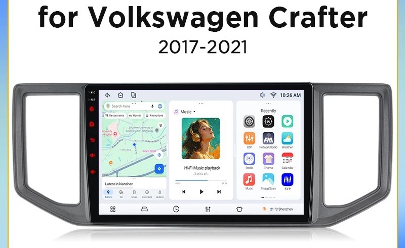 Android-Radio im VW Crafter, Startbildschirm, Berlin