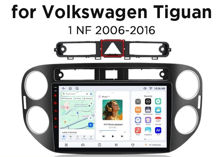Android-Radio mit CarPlay nachgerüstet im VW Tiguan MK1, Einbau Berlin