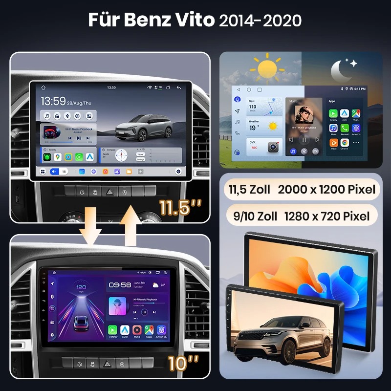 Android-Radio im Mercedes Vito W447, Startbildschirm, Berlin
